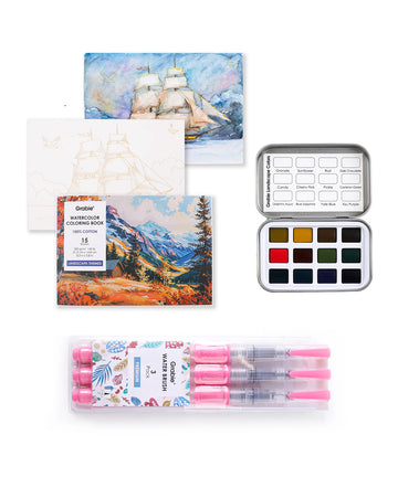 Landscape-Themed Watercolor Coloring Bundle